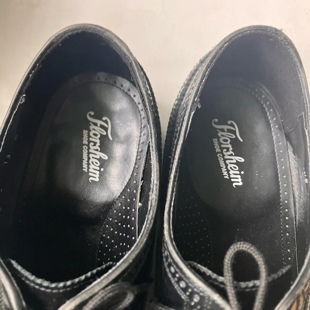 Florsheim Lexington Wingtip Oxford Black Leather size 13 Men’s - Picture 3 of 6